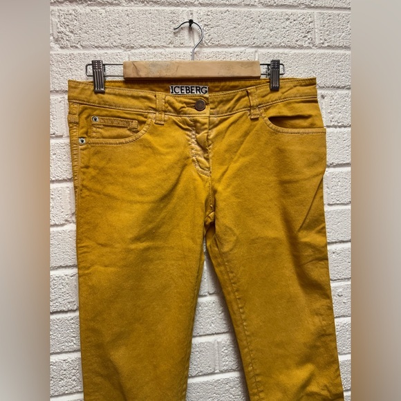 Iceberg Mustard Yellow Skinny Jeans with Textured Finish Size 28 Vintage - Picture 1 of 13